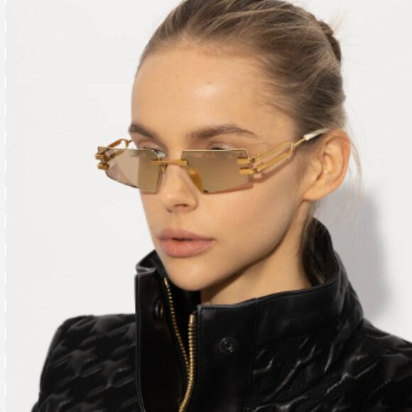 NEW BALMAIN FIXE BPS-123D WOMEN BROWN ROSE GOLD SUNGLASSES